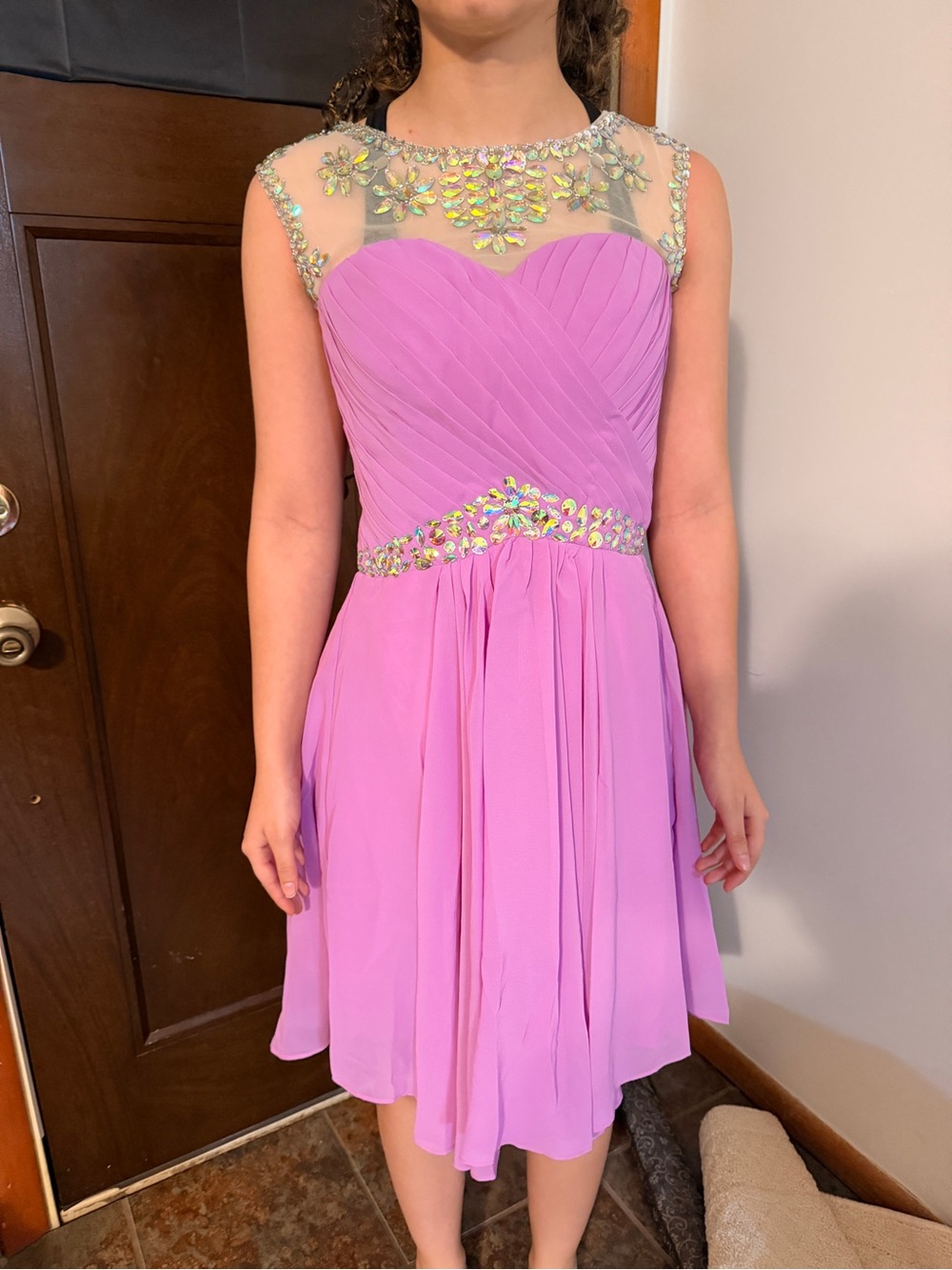 Lavender Embellished A-Line Party Dress